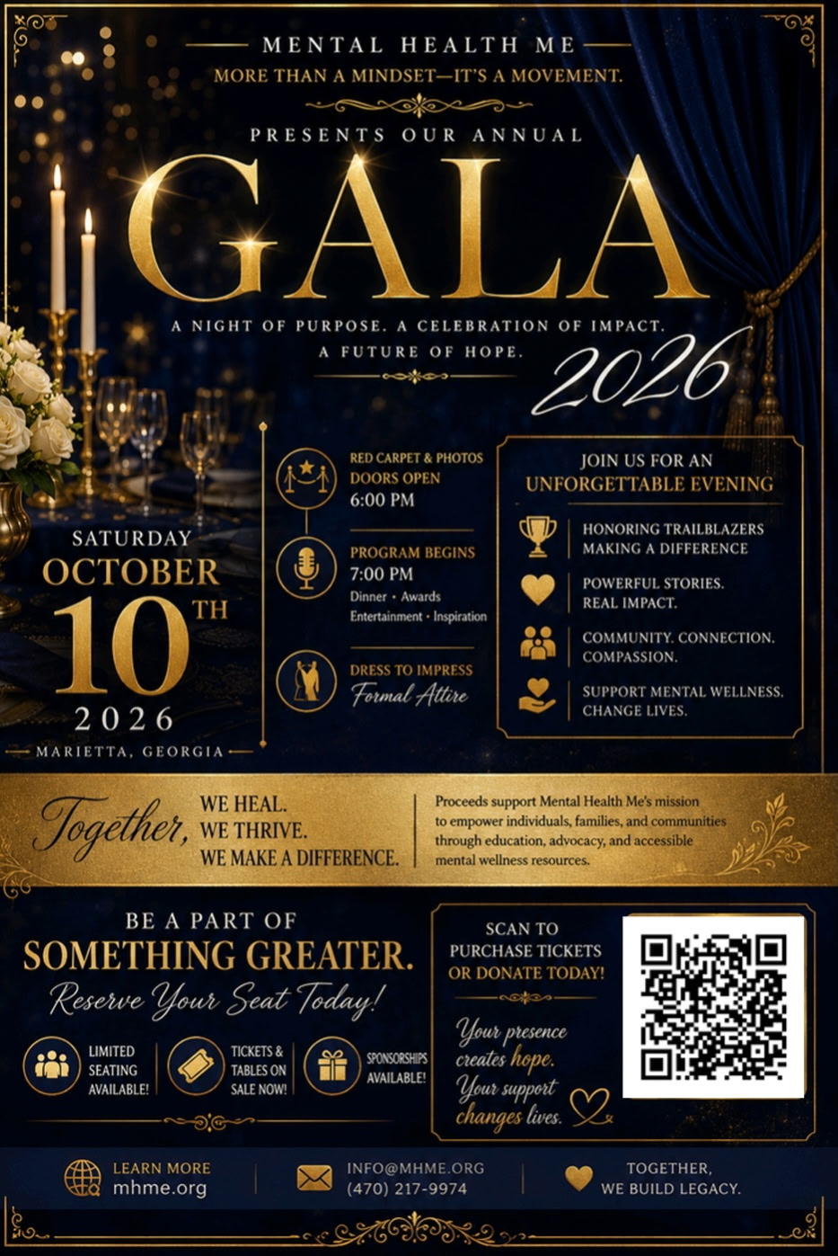 Mental Health Me annual gala invitation with October 10 date and evening program